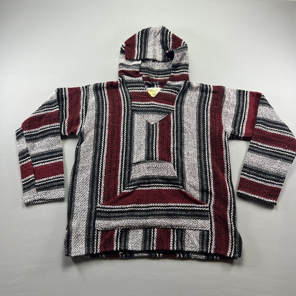 Lguana Jack By Earth Ragz Baja Hoodie Unisex Medium White Red Striped Pockets
